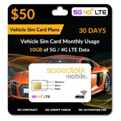 50 Vehicle SIM Card 10GB Data Only 30 Day Wireless Service