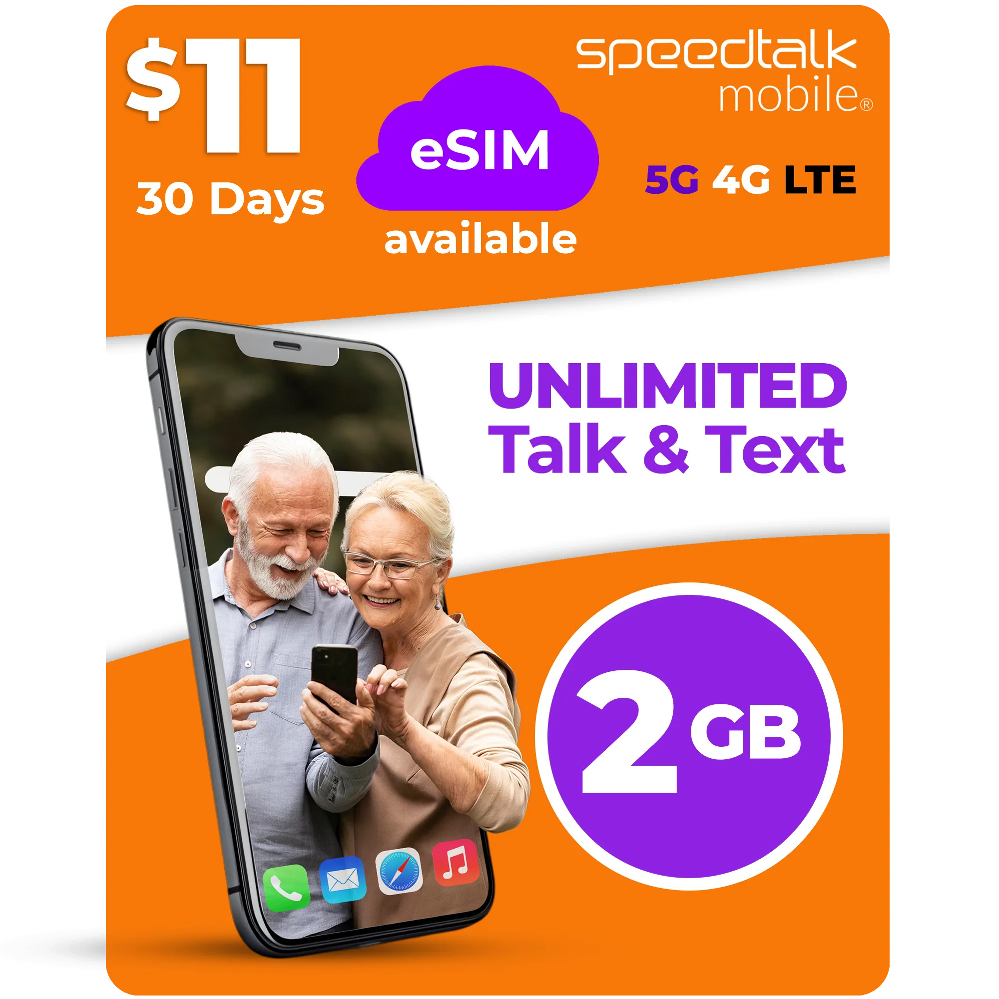 SpeedTalk Mobile $11 eSIM plan with unlimited talk and text and 2GB data for 30 days on 5G 4G LTE