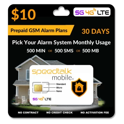 10 ALARM SIM CARD Plans