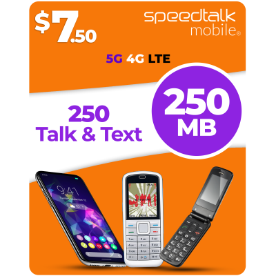 Speedtalk mobile 7 50 dollar 250mb 250 minutes text plan